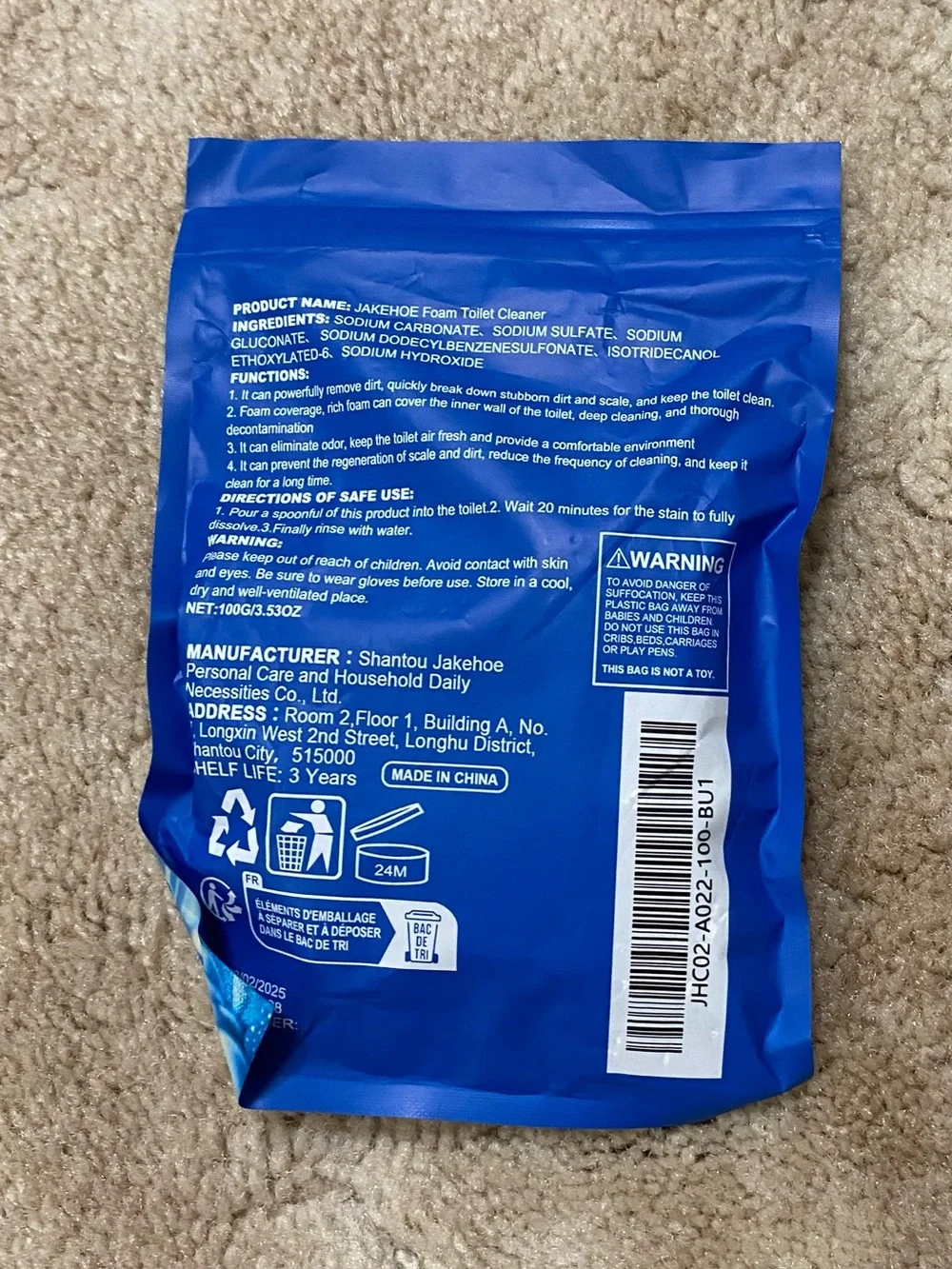 Foam Toilet Cleaner - removed stains.  New